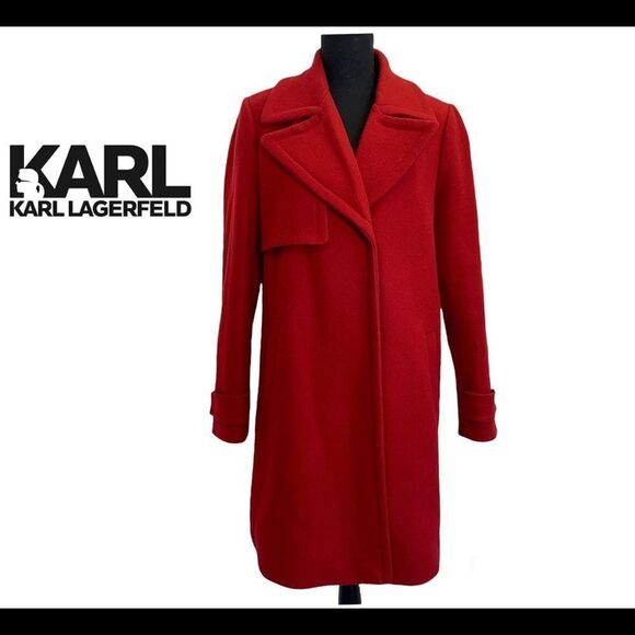 KARL Lagerfeld red jacket coat Sz M - Picture 1 of 13